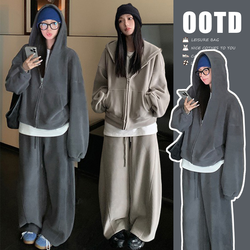 孕妇装秋季套装新款韩版时尚连帽孕妇卫衣秋冬季外穿孕妇阔腿裤子