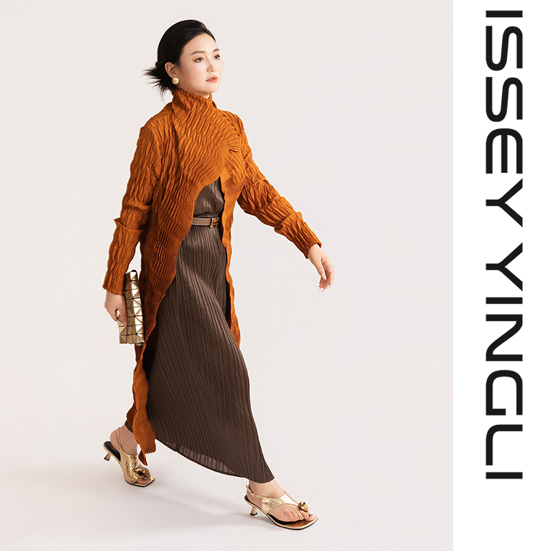 莉褶宅宅褶皱时尚新款重工风衣外套高级气质显瘦长款外套2960