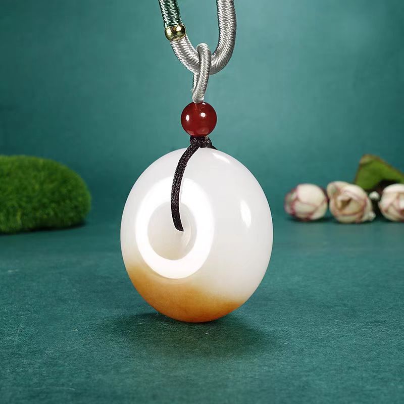 高级精品 玉石一口糖平安扣  