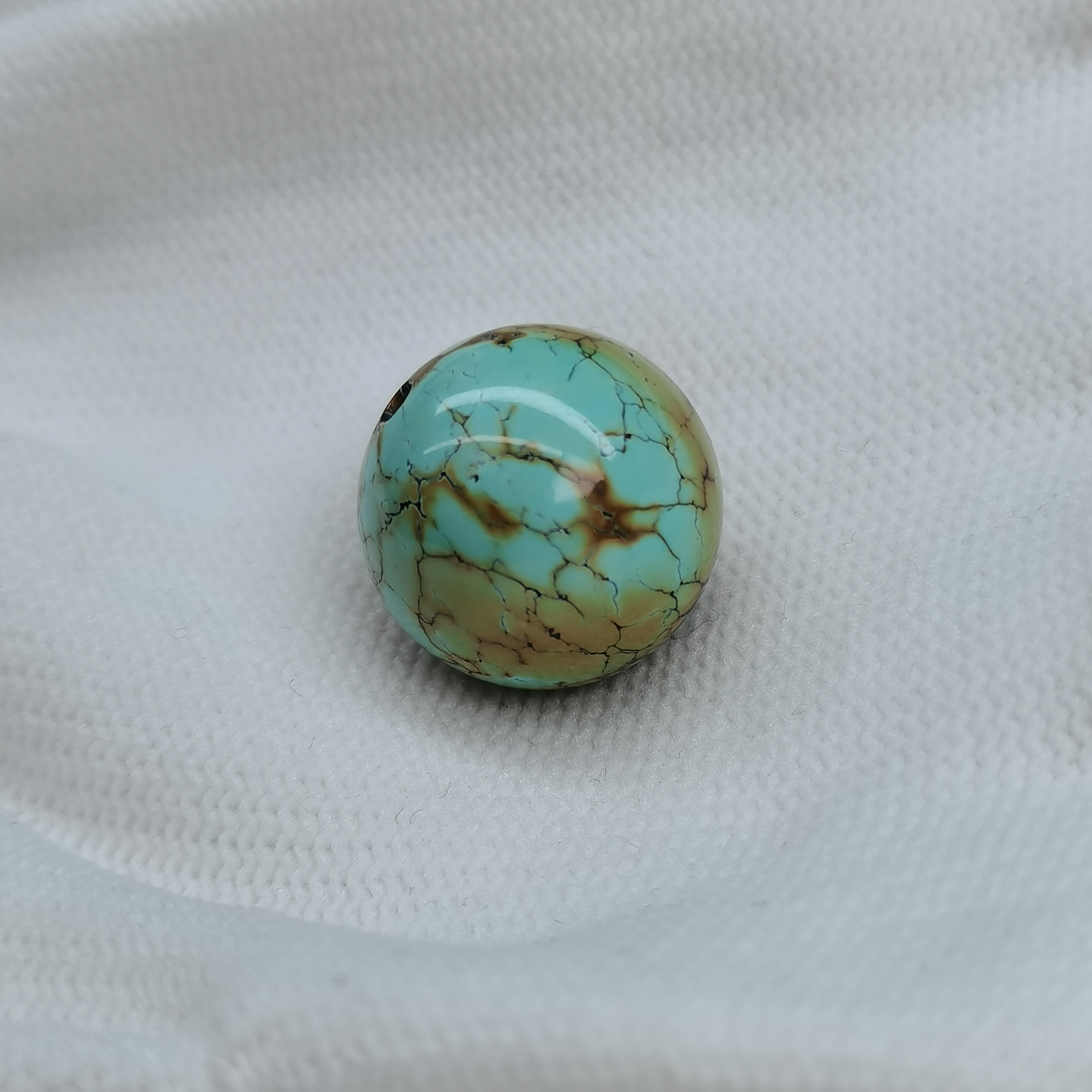 原矿高瓷特色绿松石网花圆珠 直径16.8MM 克重6.66g 