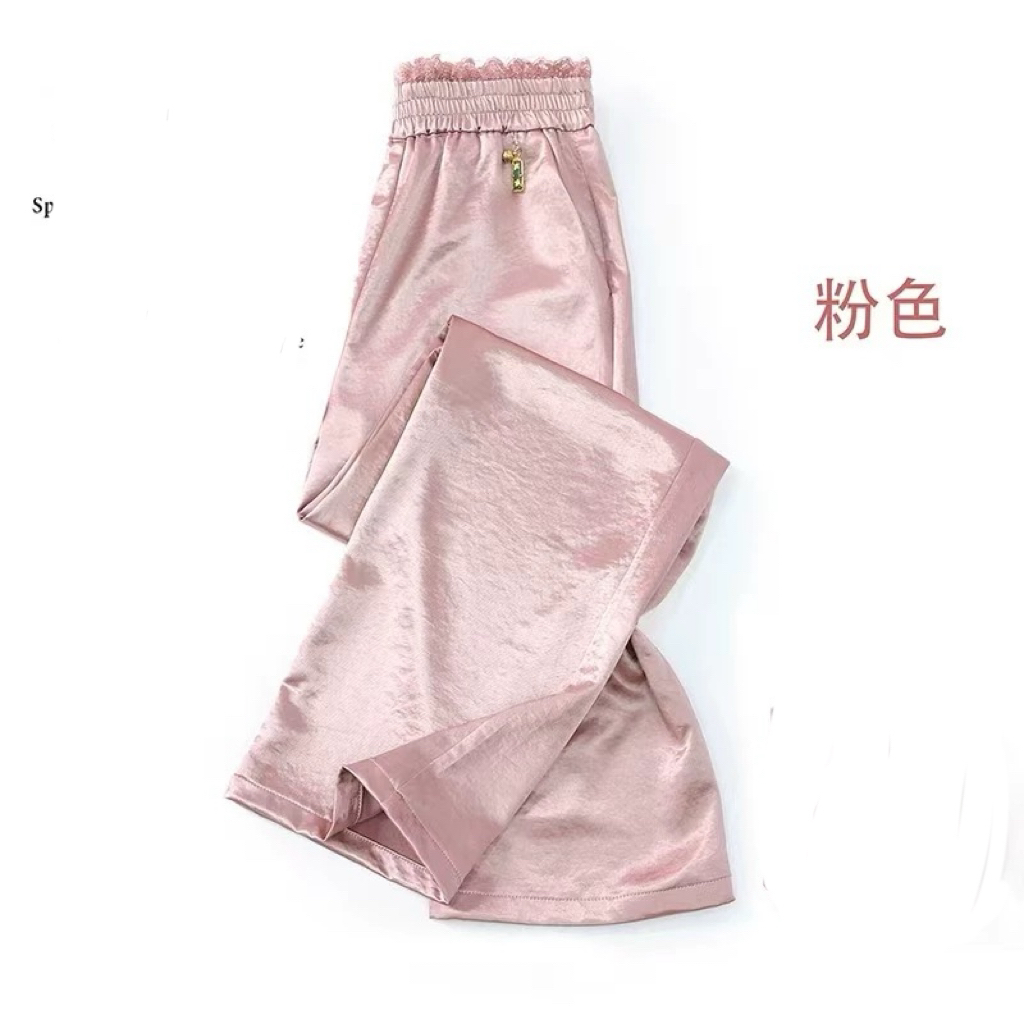 三姐家时尚百搭蕾丝花边裤腰直筒裤