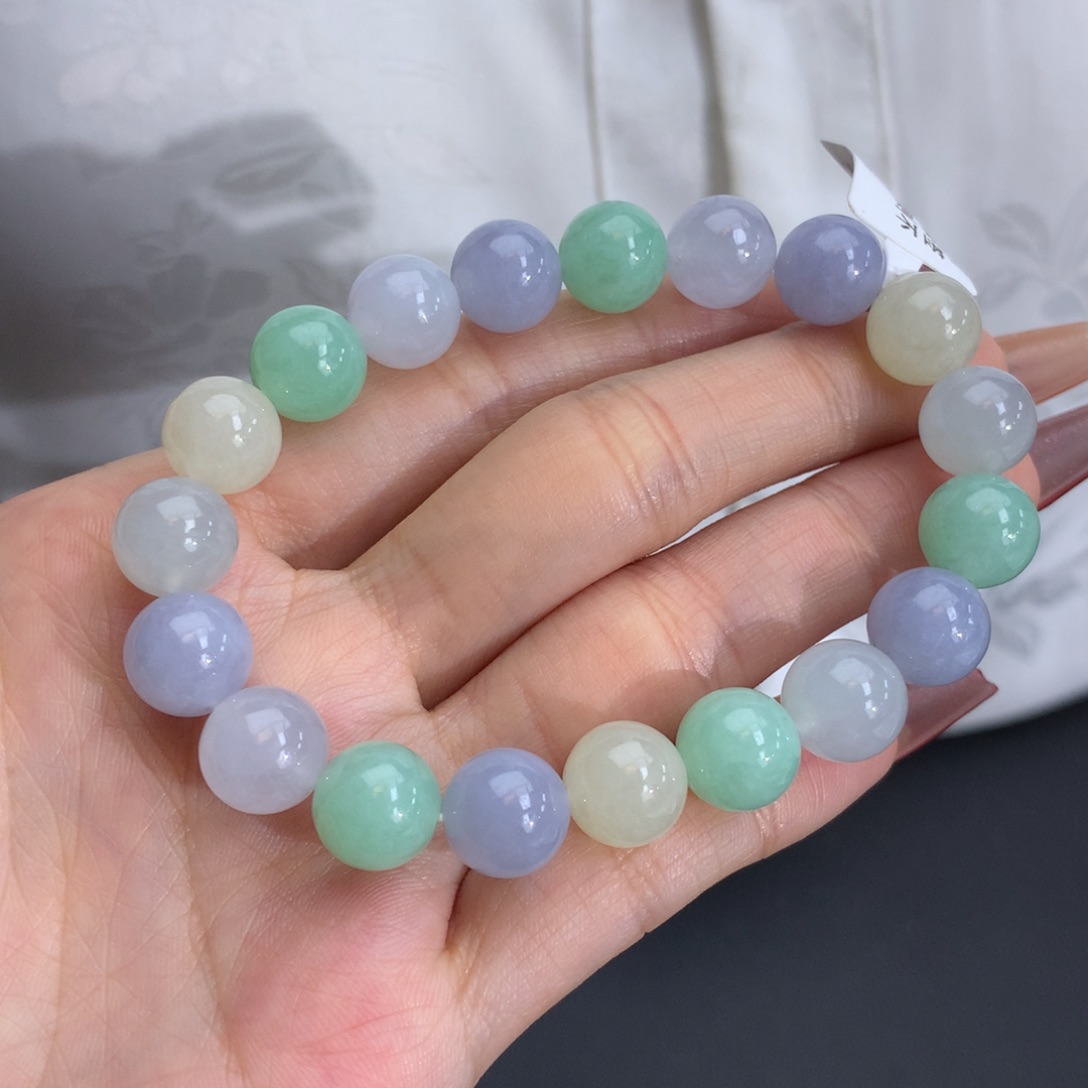 翡翠手链未镶嵌卡10冰胶冰胶多宝手串