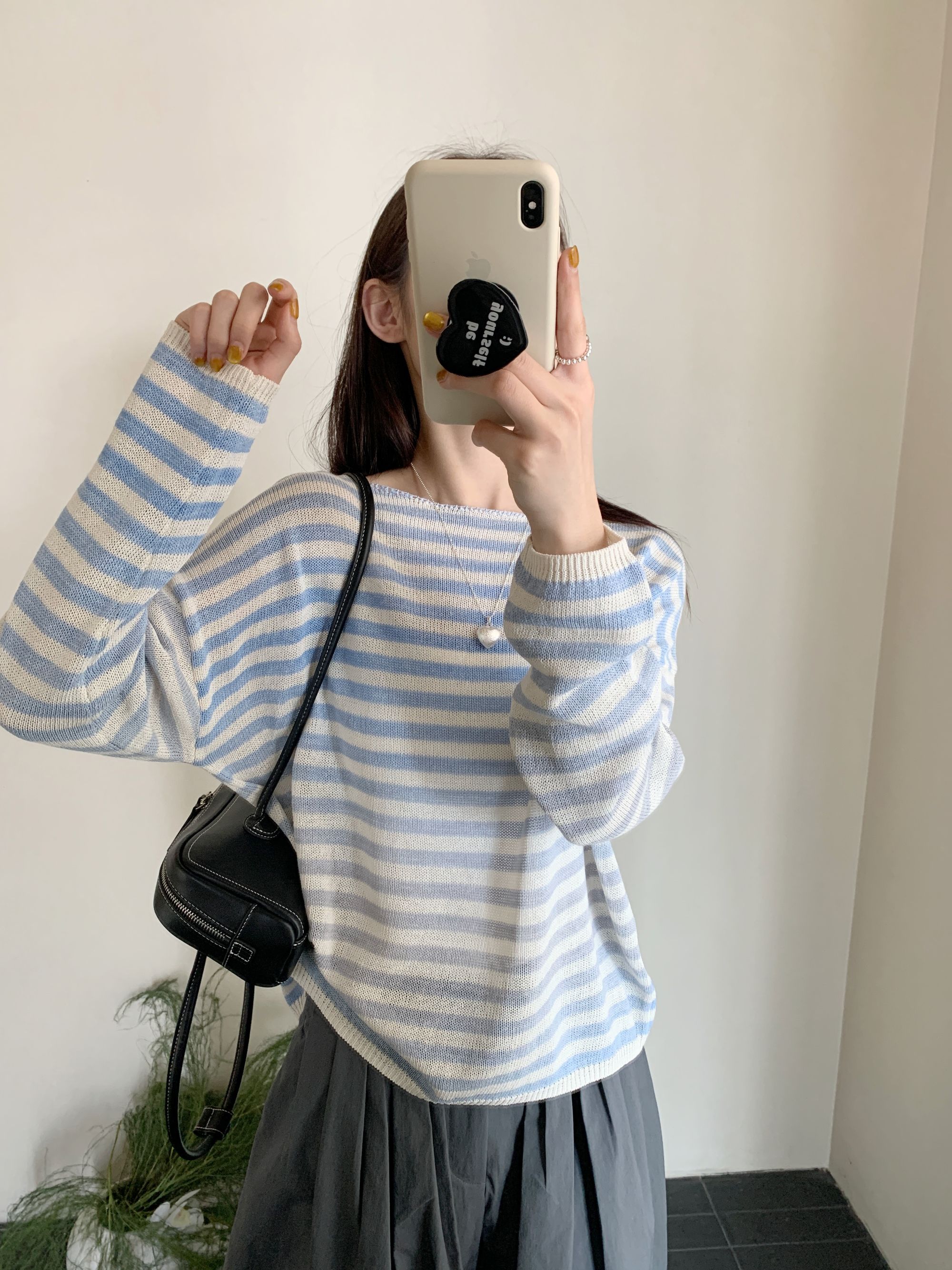 【潘潘.688835】2025年夏日本进口和纸呼吸感面料渐变色圆领条纹衫