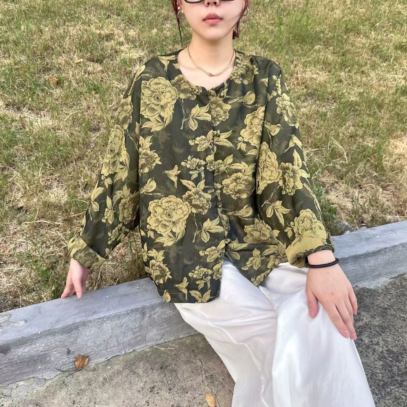 【花开富贵】秋季女装宽松新中式浮雕国风两面两穿开衫外套