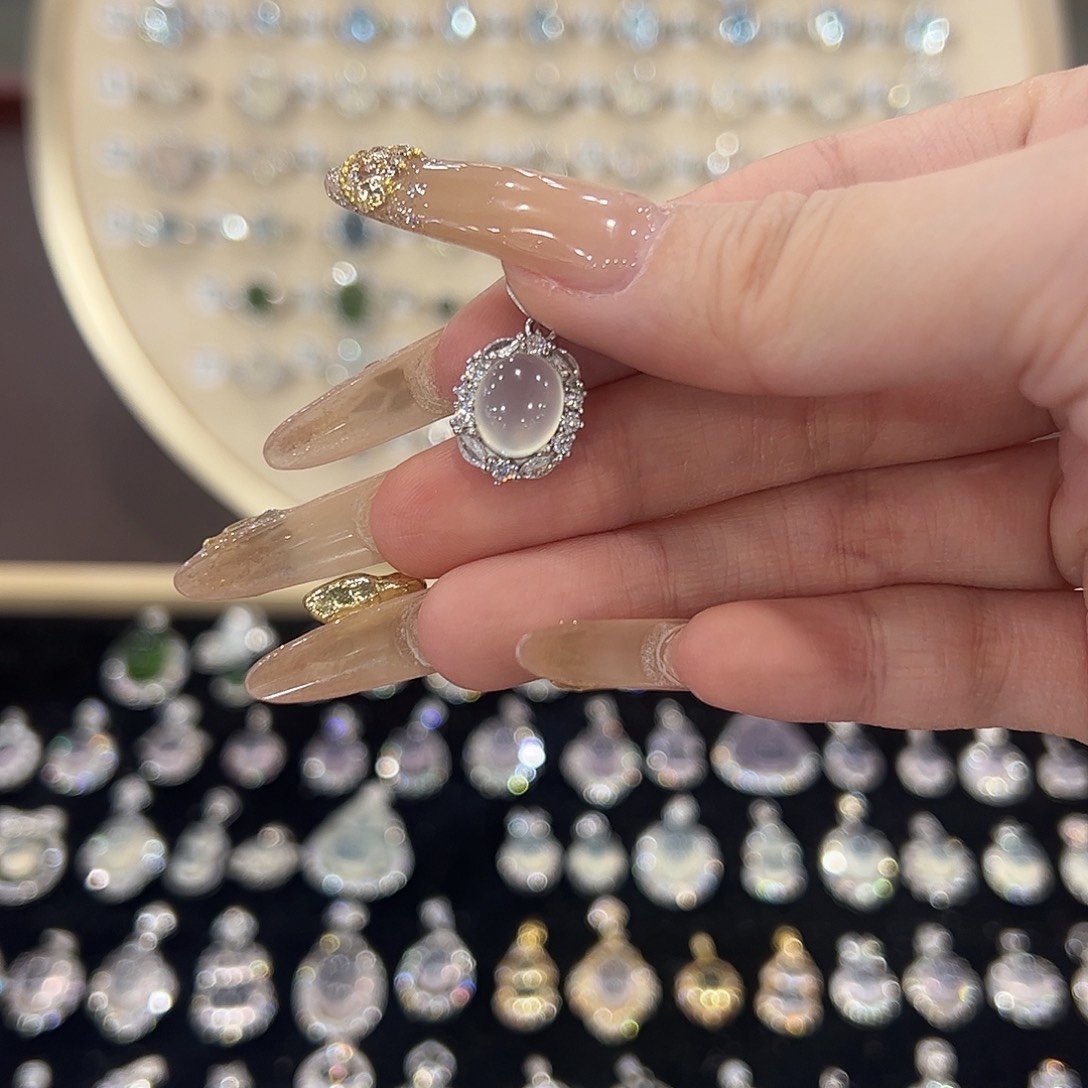 锦***）蛇纹石玉银S925镶嵌颈饰