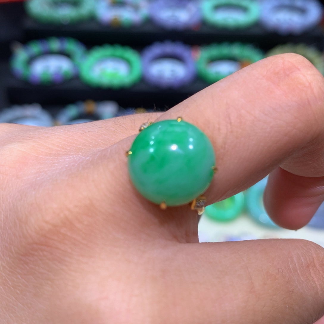 翡翠18K金镶嵌手链翡翠