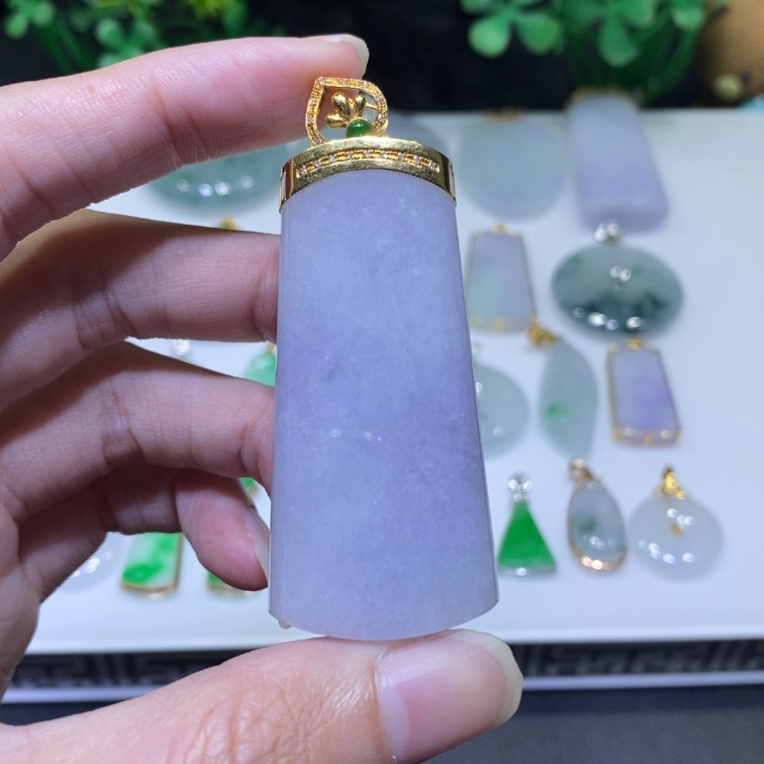 翡翠18K金镶嵌吊坠(不含链)