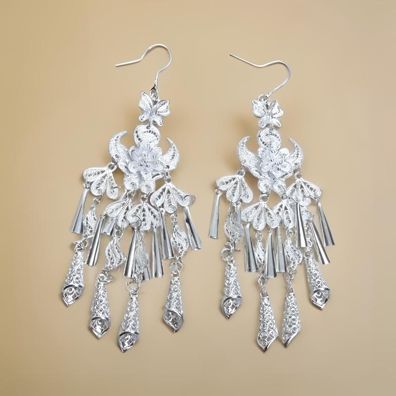 足银耳饰 黔韵银绣足银高级感牛角耳坠正品纯银民族风纯手工耳环