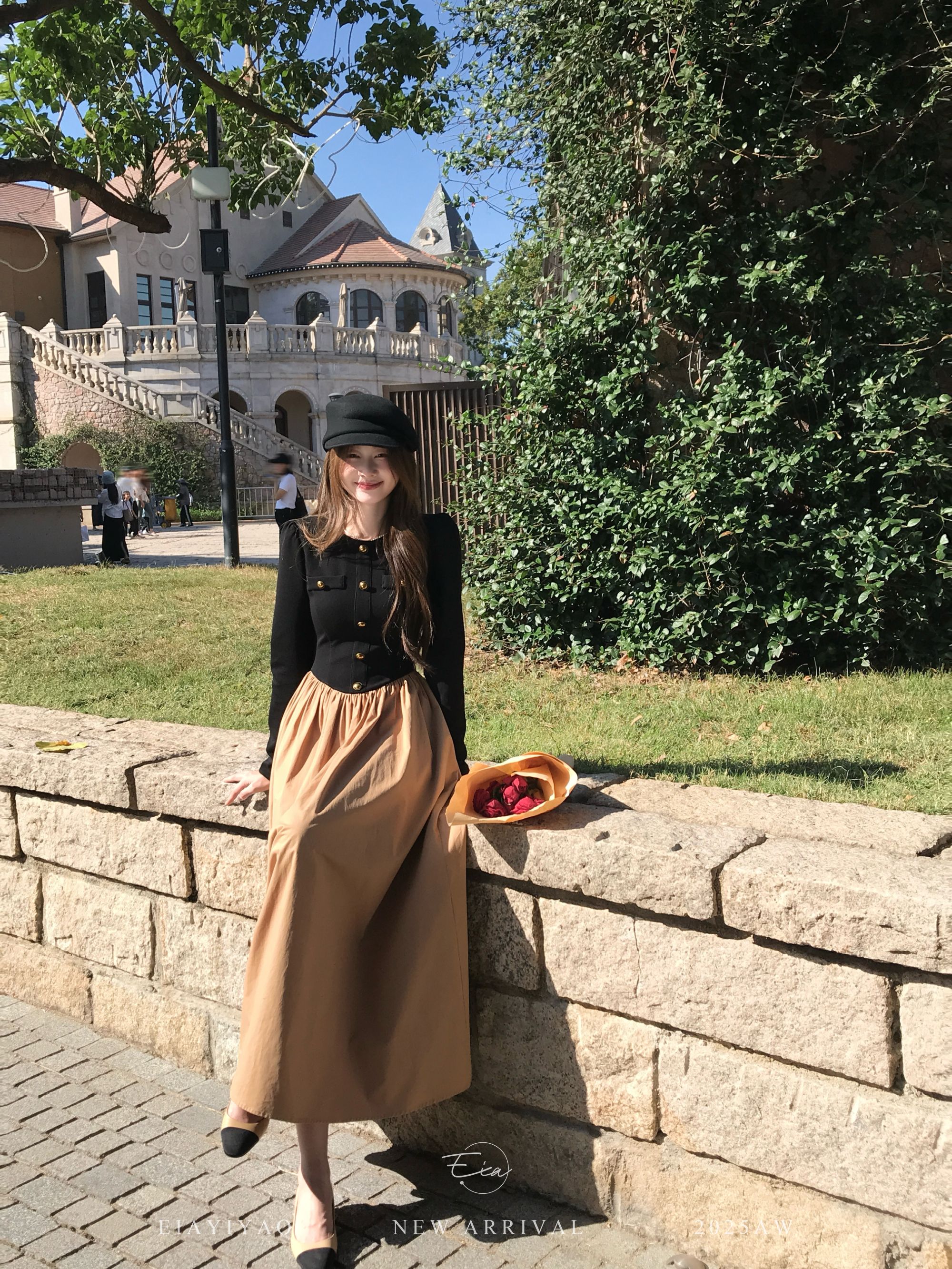 EIA一尧【悉尼晨光】高智感千金掐腰连衣裙女显瘦遮肉大摆气质长裙