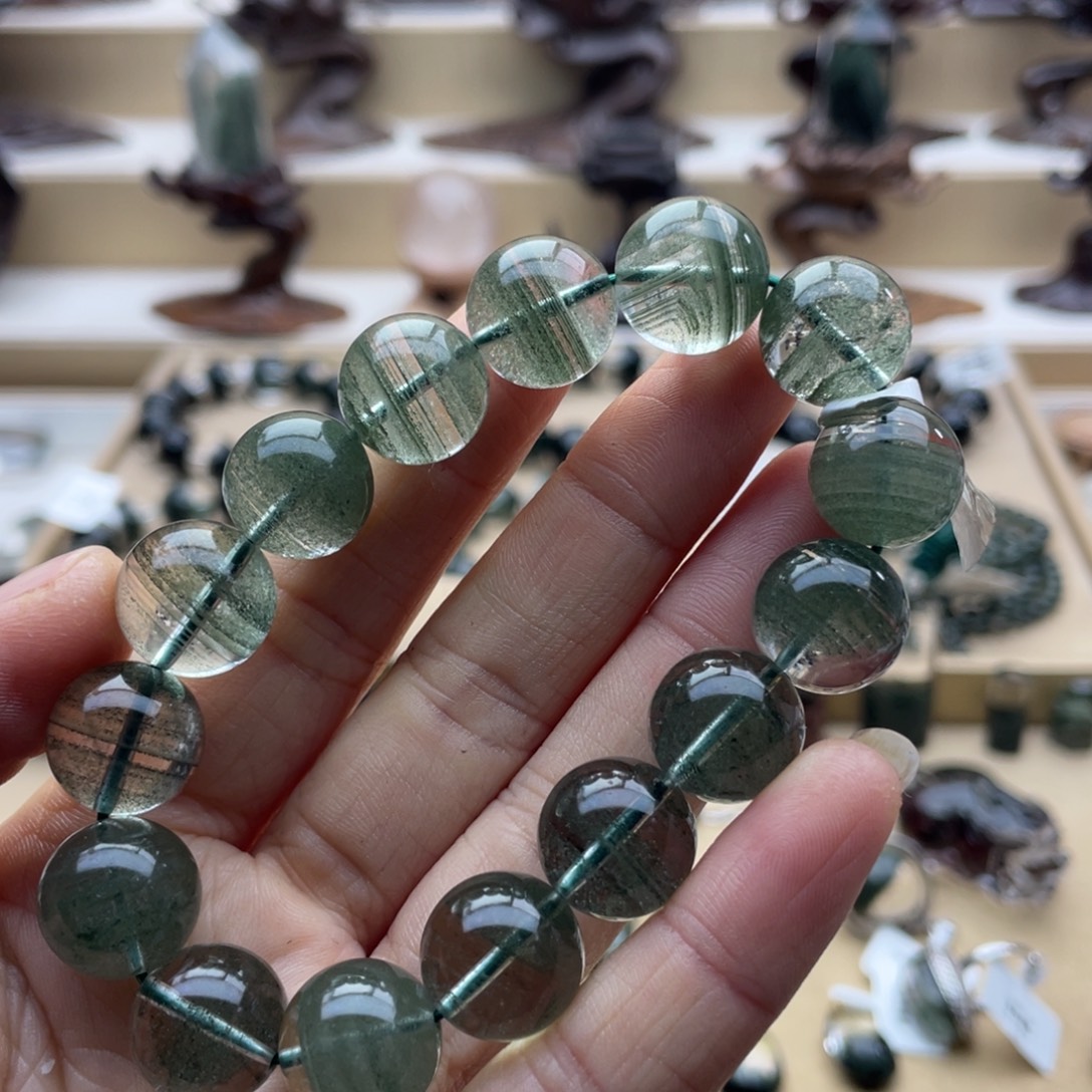 手链水晶未镶嵌绿幽灵千层手串