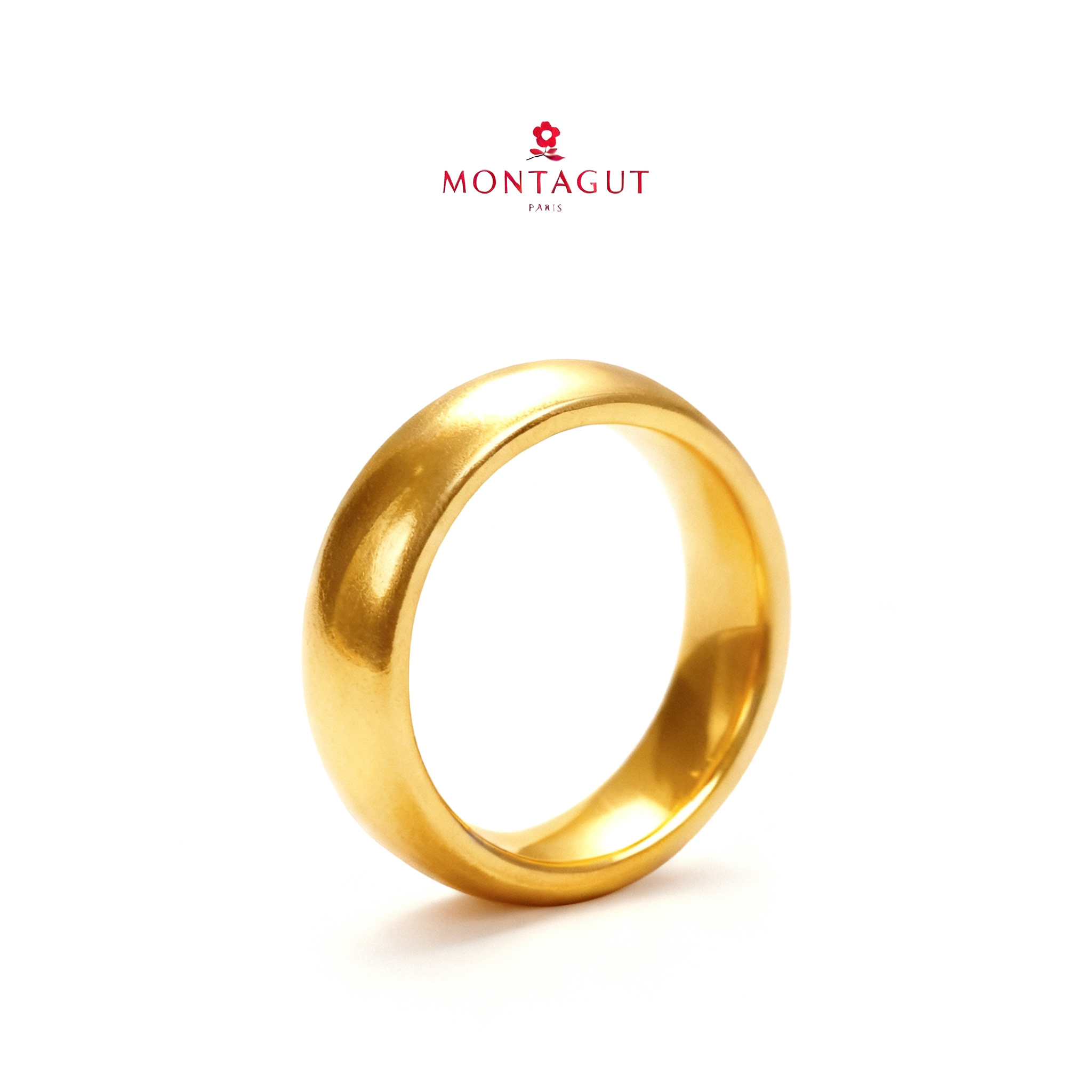 Montagut/梦特娇 铜合金戒指 素圈亮面不掉色金色情侣戒指DD