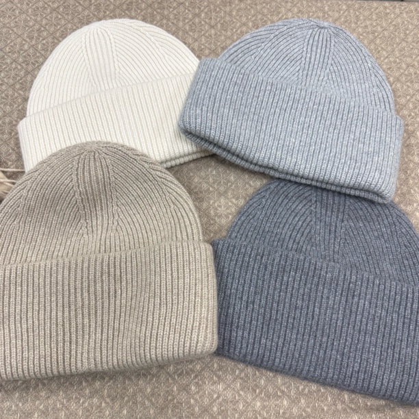 蒙古国GOBIcashmere秋冬保暖显脸小针织毛线冷帽护耳卷边套头帽