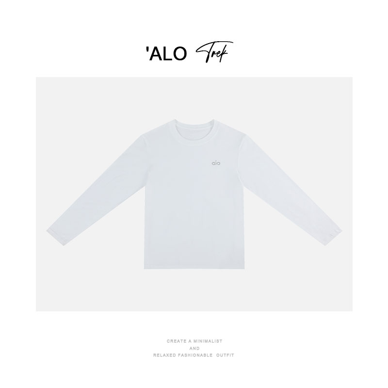 aloot早春显瘦长袖T恤上衣打底衫衣服内搭女装情侣装男女白色
