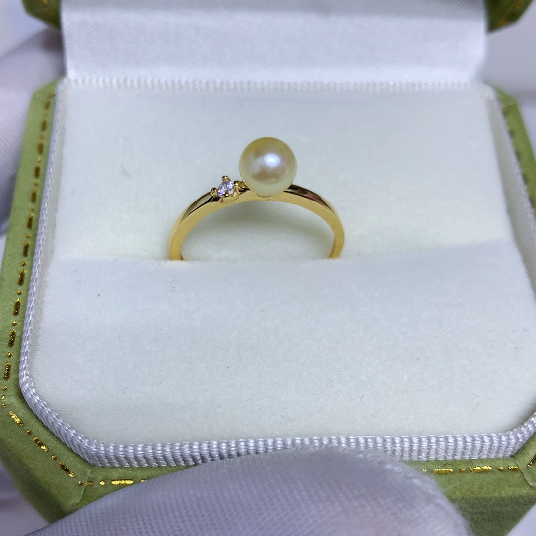 银S925镶嵌海水珍珠戒指5-6