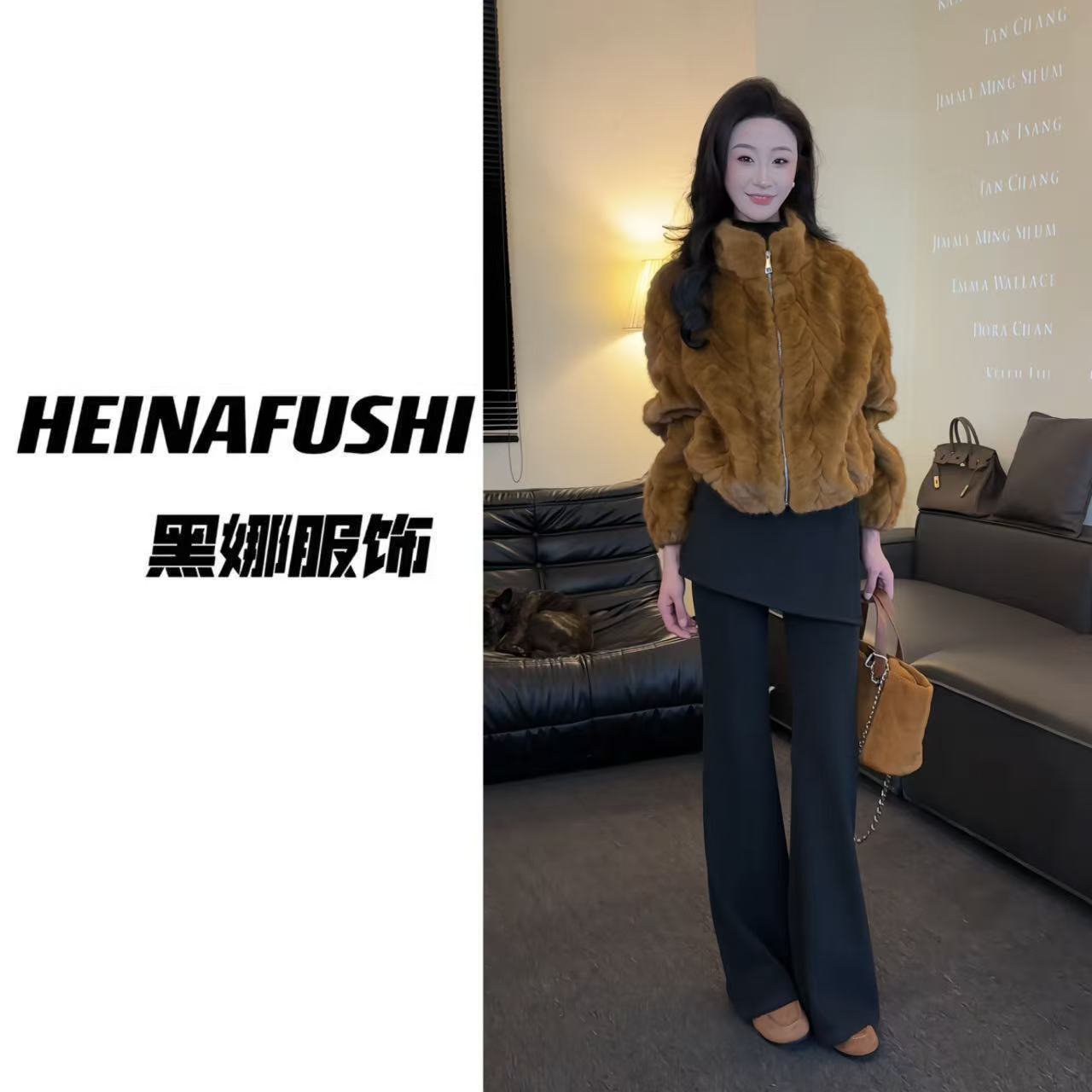 HEINA【清仓】长腿欧尼显瘦假两件加绒屁帘裤065
