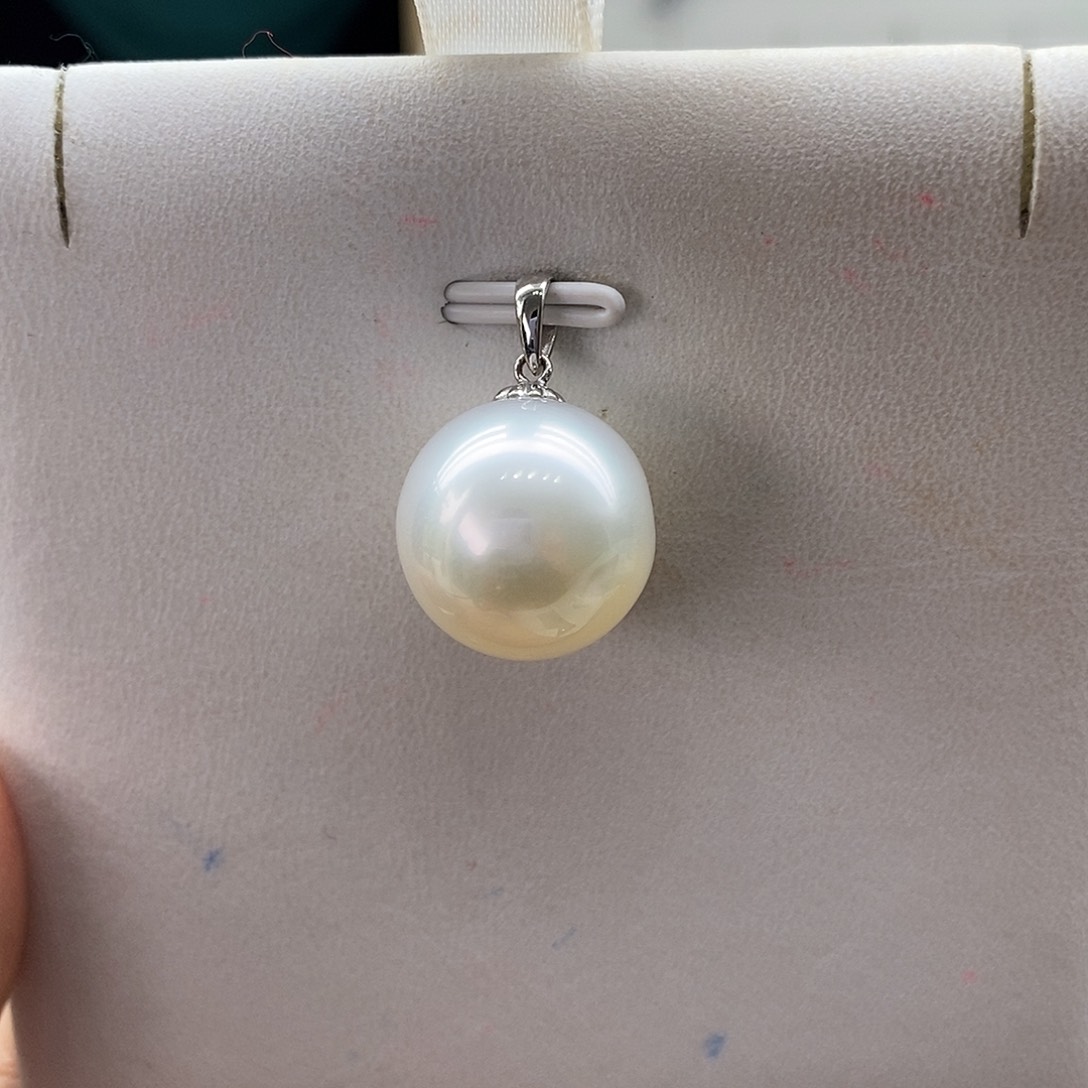 海水珍珠吊坠(不含链)18K金镶嵌澳白14-15m m