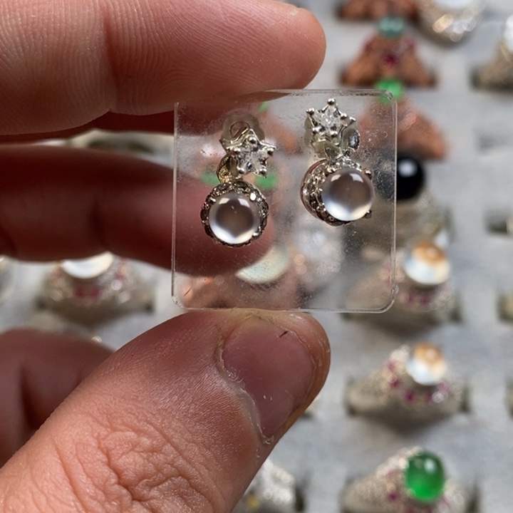 翡翠未镶嵌戒指耳钉