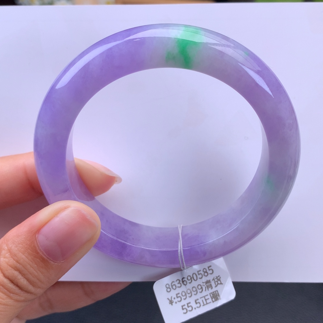翡翠手镯未镶嵌糯冰妖紫飘翠手镯（强烈推荐）