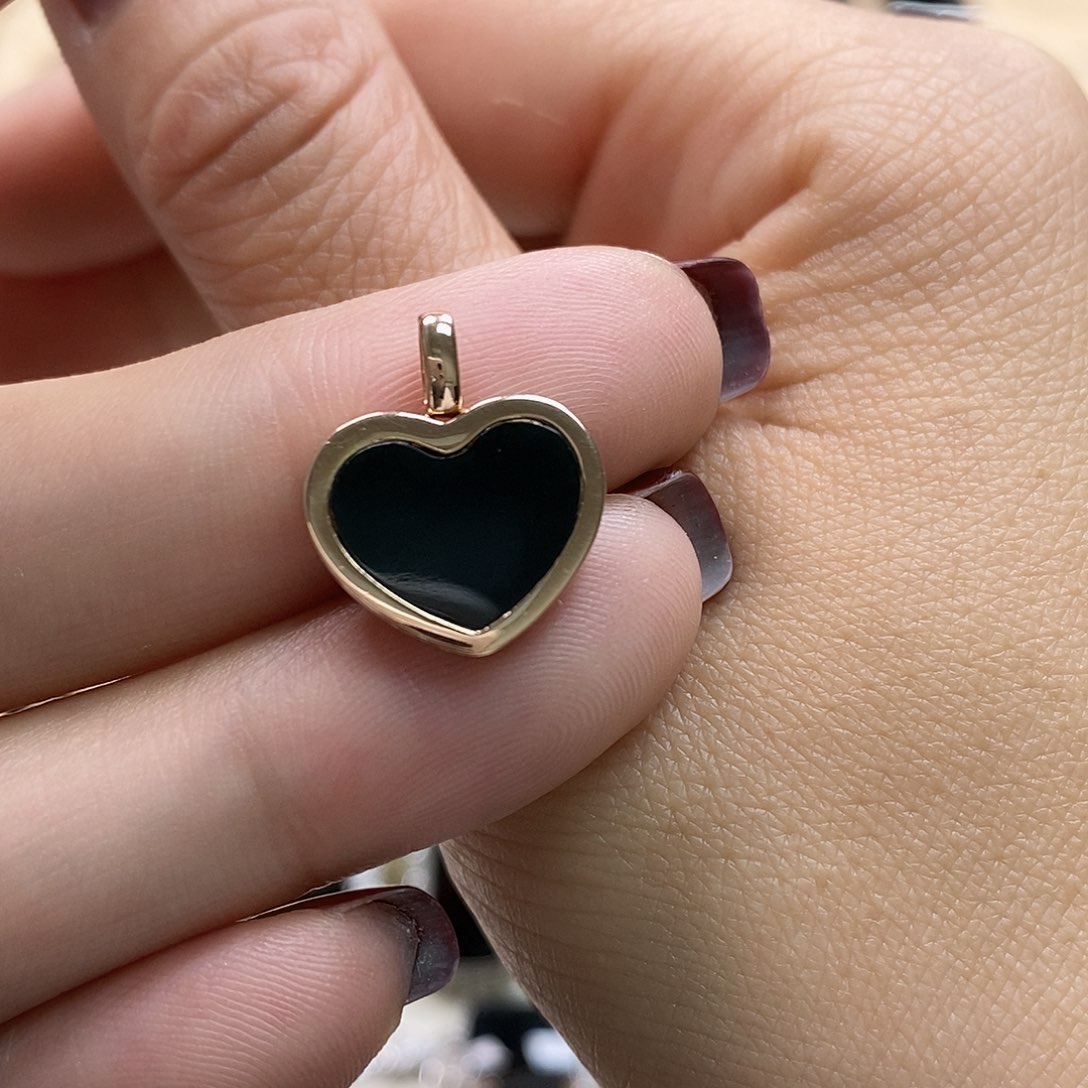 翡翠颈饰18K金镶嵌墨翠