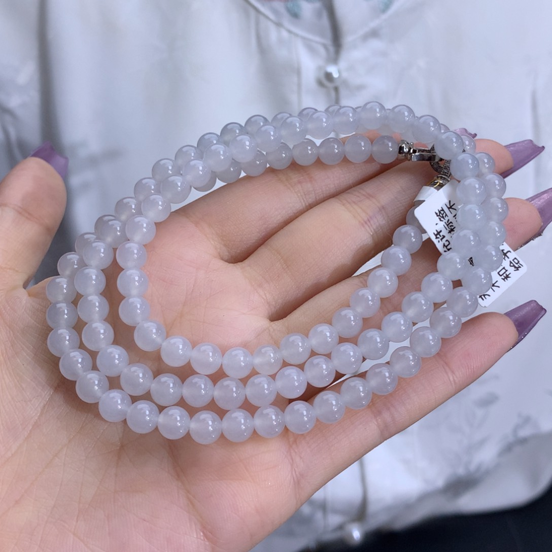 翡翠手链未镶嵌卡6.0冰胶白冰