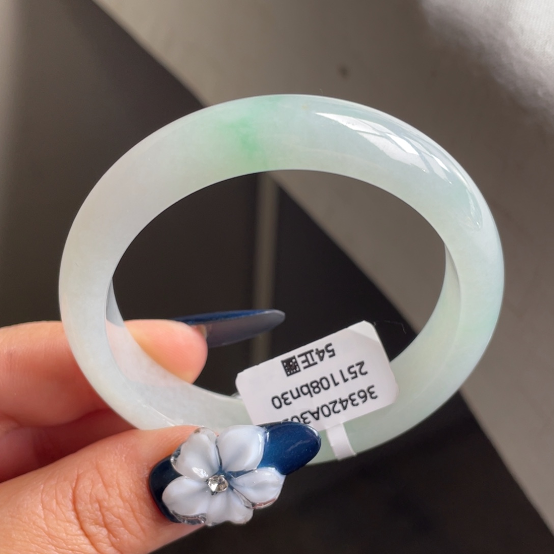 翡翠未镶嵌手镯糯冰飘点翠正圈手镯