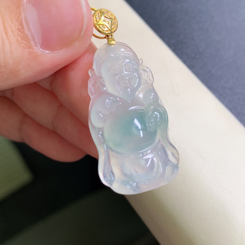 【闪购商品】翡翠颈饰18K金镶嵌财神