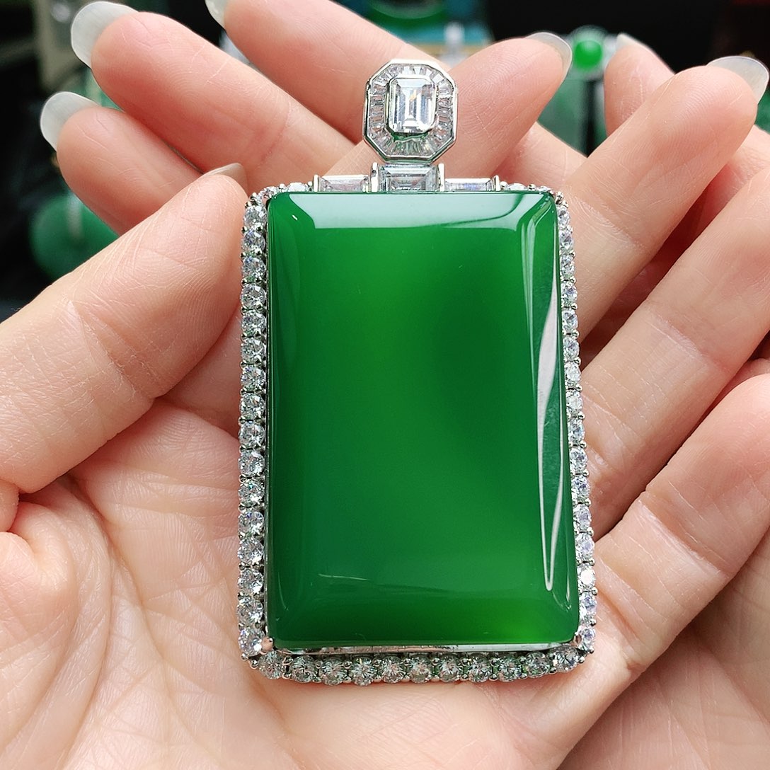 玛瑙/玉髓吊坠银S925镶嵌