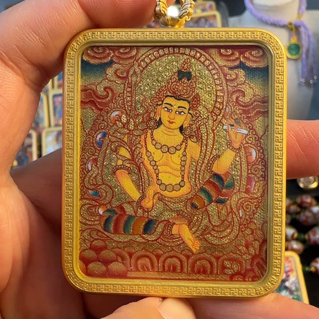 吊坠文殊菩萨热贡唐卡