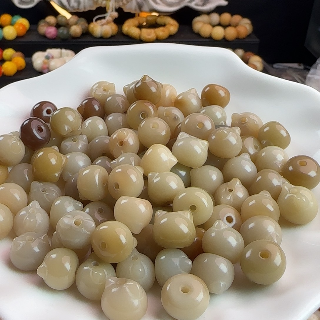 菩提根/象牙果吊坠卡12灰月光猫头100颗批发