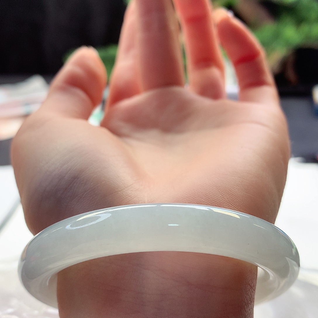 翡翠手镯未镶嵌天然翡翠52-53晴水美人条胶条子