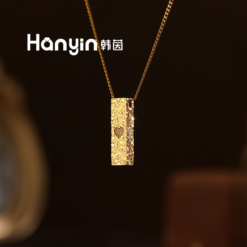 铜合金项链 简约百搭龙鳞碎冰冰长条爱心项链小众设计感