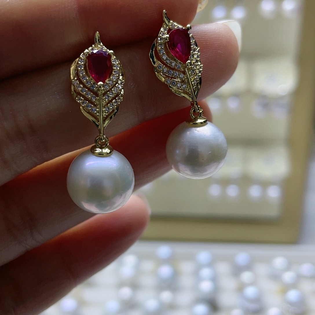 淡水珍珠耳饰银S925镶嵌