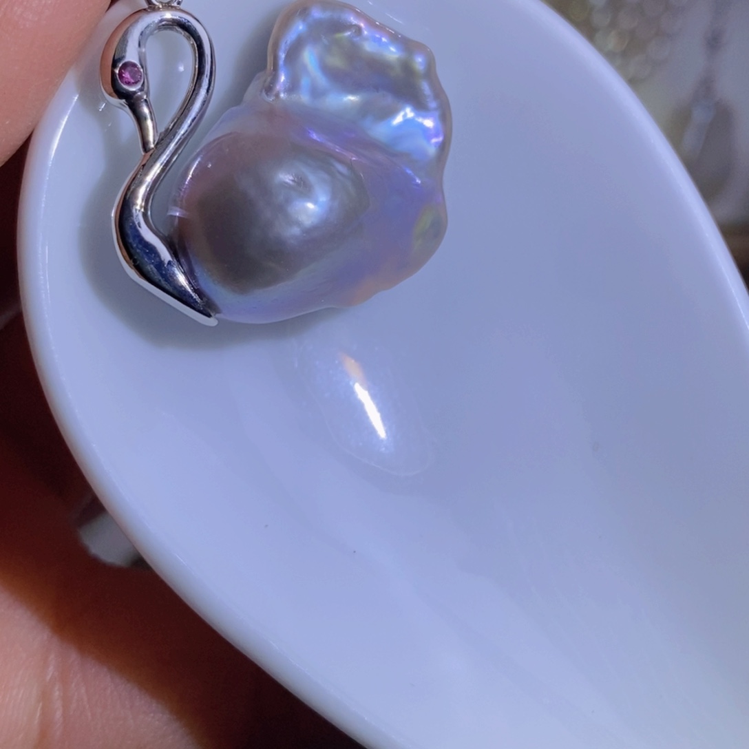 银S925镶嵌天然淡水珍珠淡水珍珠