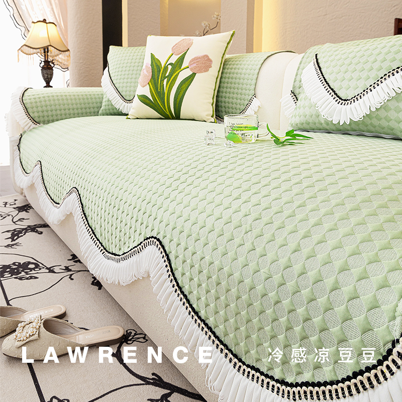 清新夏季凉豆豆异形沙发垫2025新款冰丝防滑凉席法式奶油风沙发垫