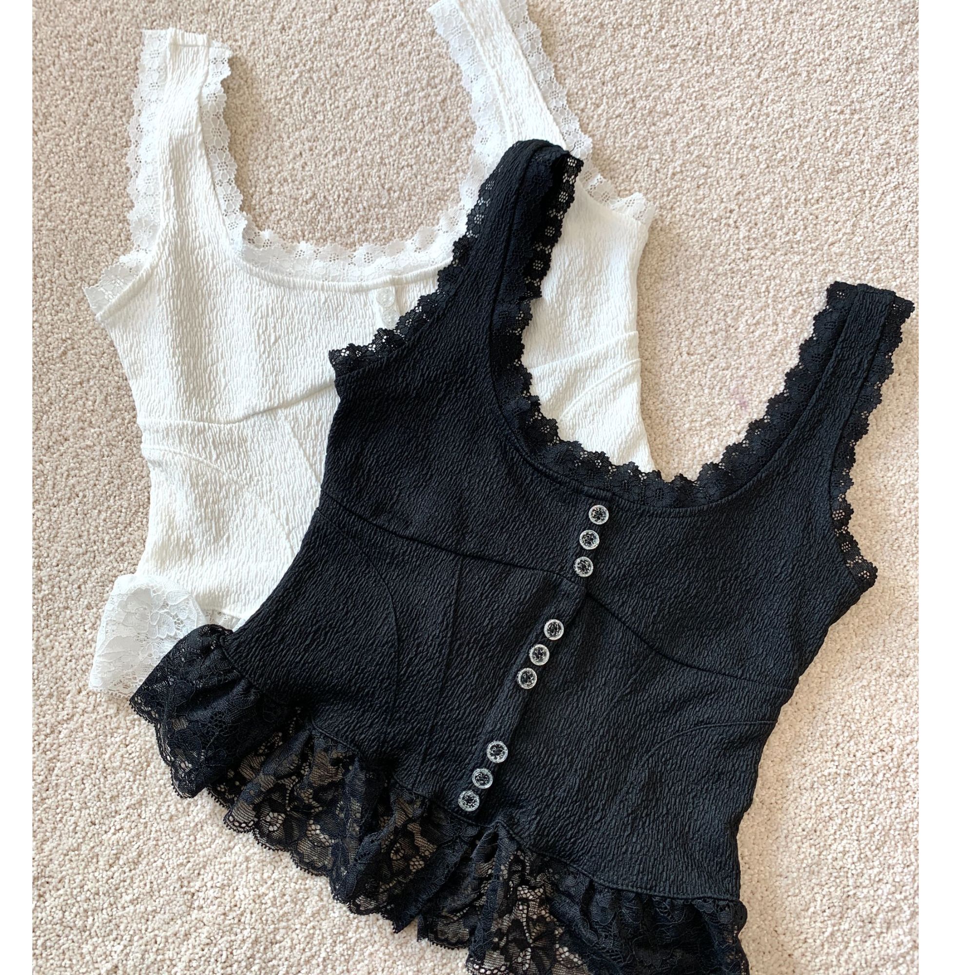 GXW2025SS 法式蕾丝奶油背心