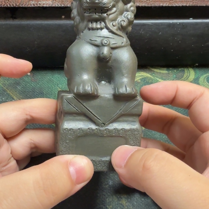 茶杯紫砂鑫一厂70粉墨绿泥青铜狮子像