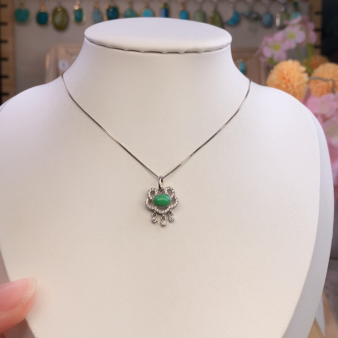 绿松石银S925镶嵌颈饰