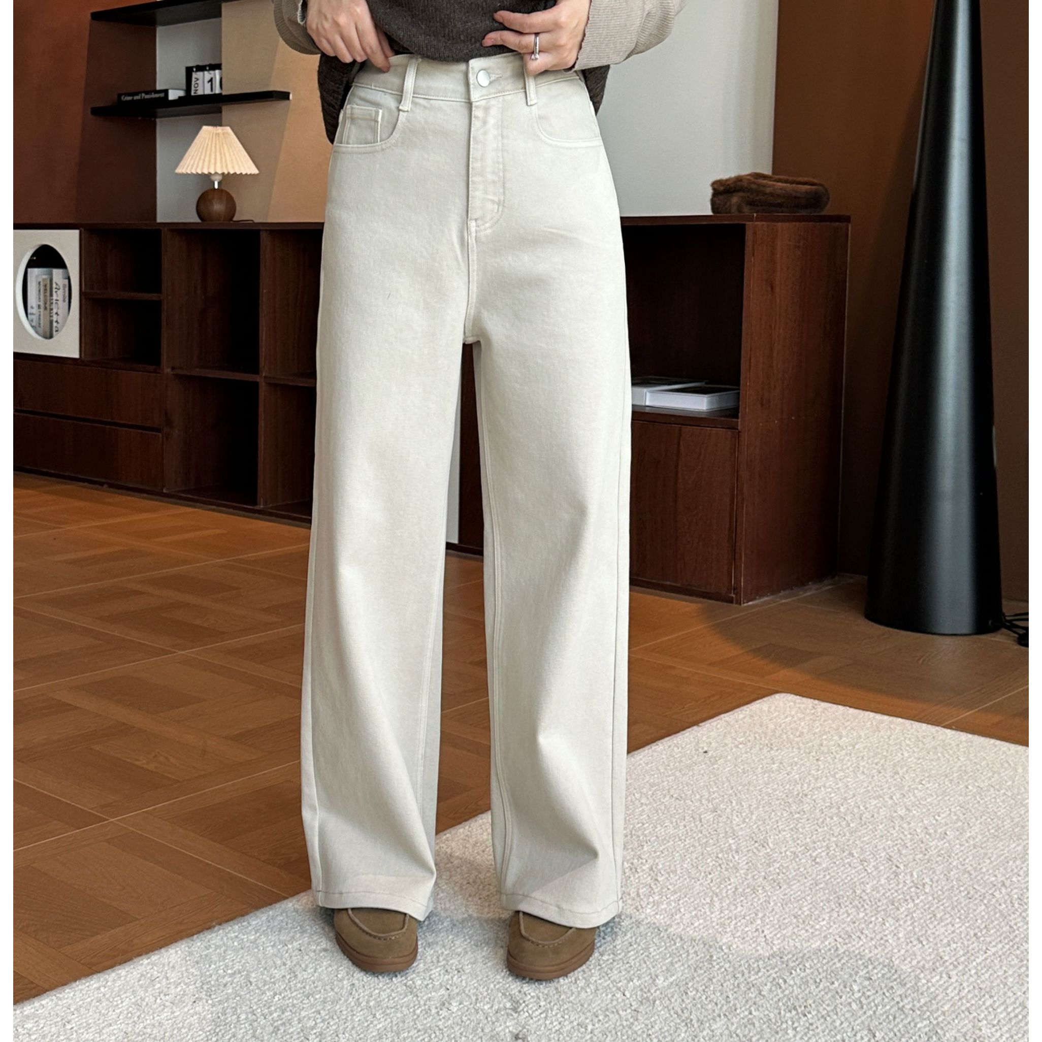 【汐汐女装店】小个子定制秋冬女款黑色直筒百搭牛仔裤 XX2510035