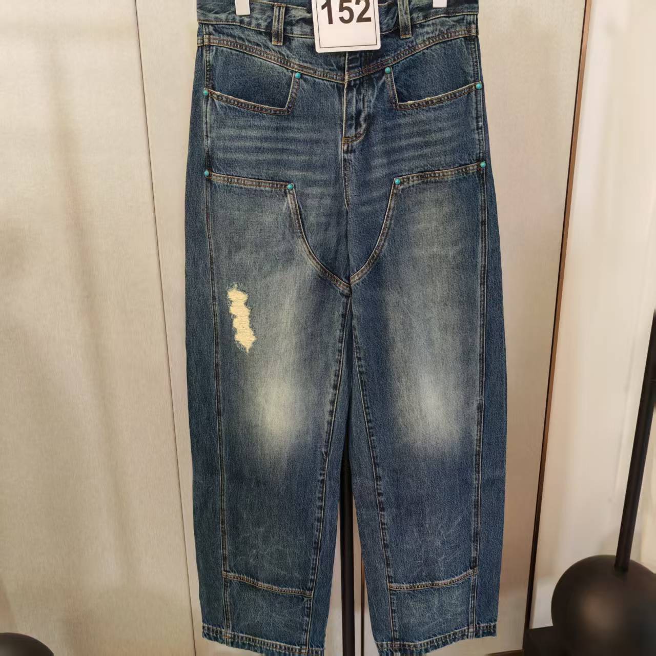 99新 Alexander McQueen/亚历山大·麦昆 麦昆联名绿松石牛仔裤152