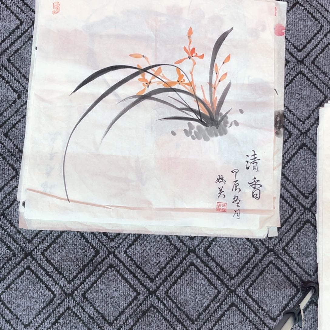 国画汤矫美老师三尺斗方花鸟作品赵
