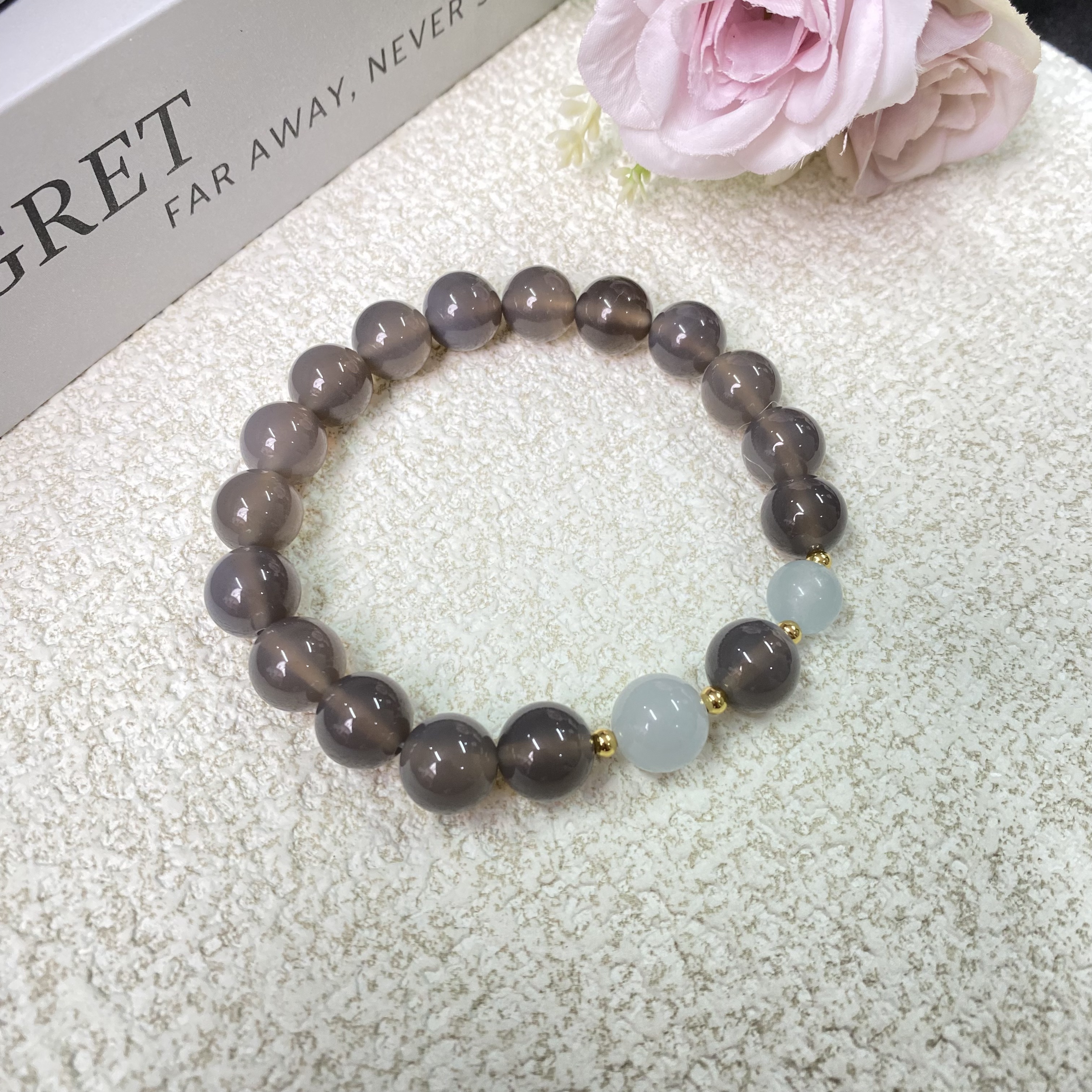 灰色玛瑙卡10手链圆珠单圈素圈设计定制多样性发其一YD1094