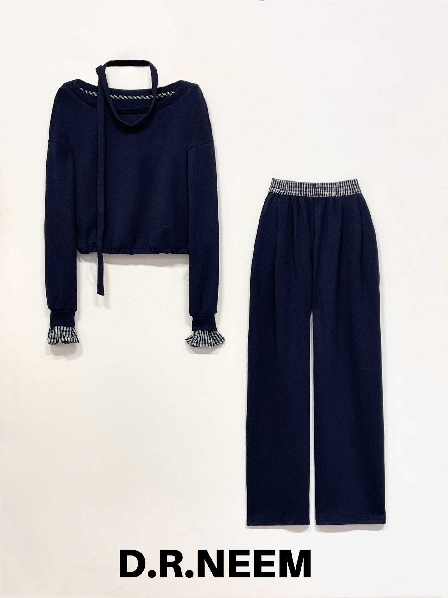DRN 格子拼接休闲套装