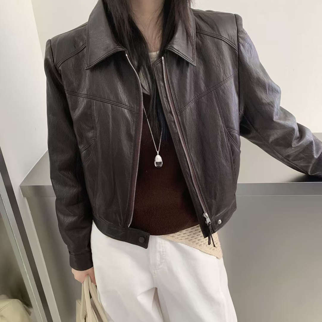 【云云精选】6875 冬季白鸭绒皮衣外套