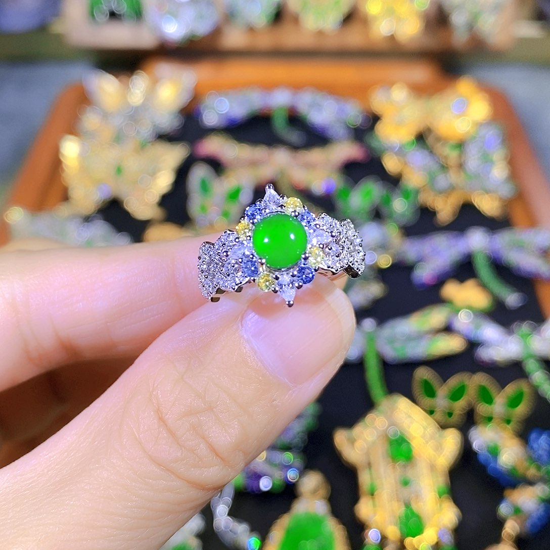 吊坠(不含链)银S925镶嵌翡翠