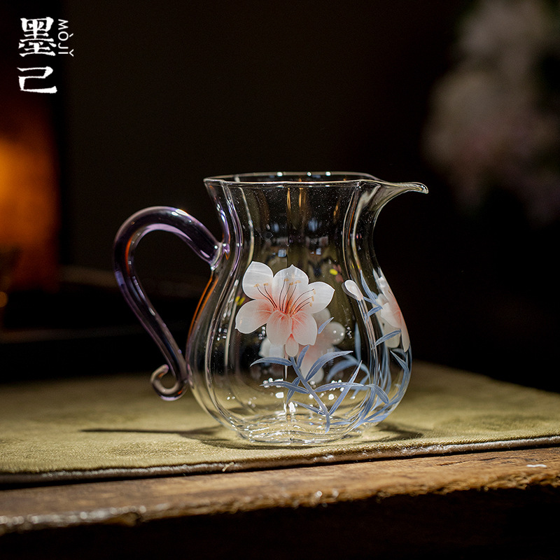 墨己瑞璃耐高温玻璃手把公道杯茶道配件高颜值分茶器公杯加厚匀杯