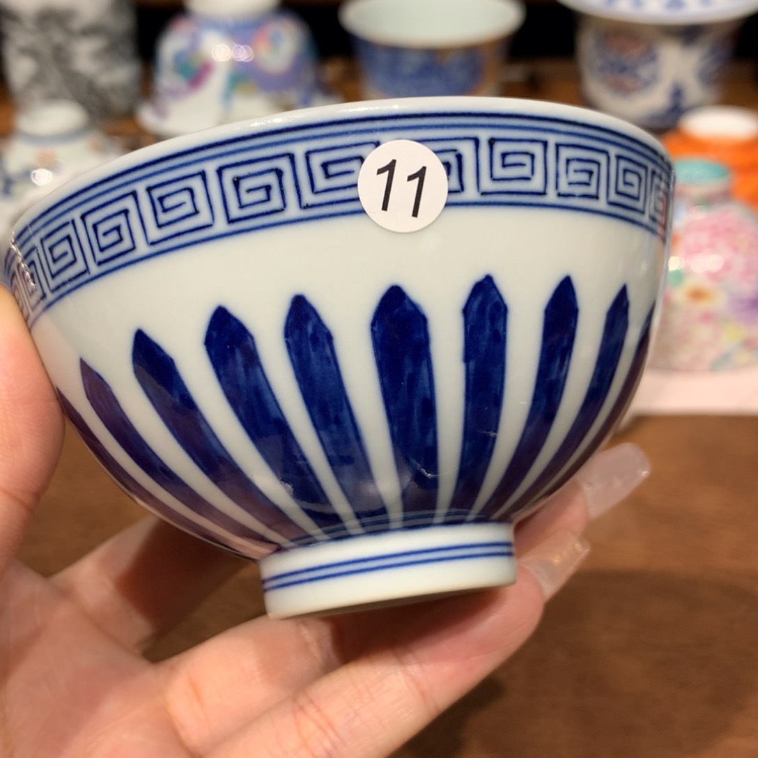 摆件≡**≡11青花单杯啦啦啦啦微瑕