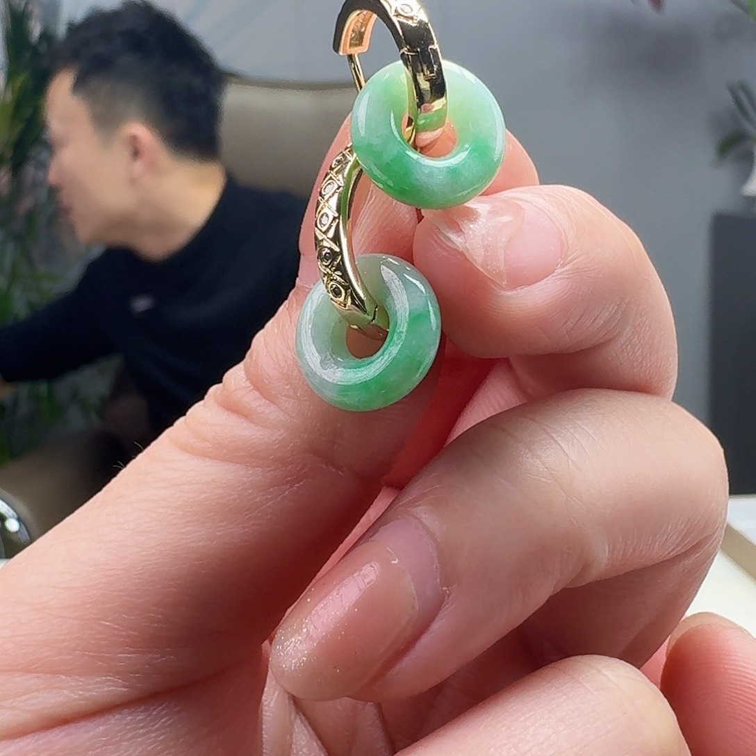 翡翠耳饰银S925镶嵌天然