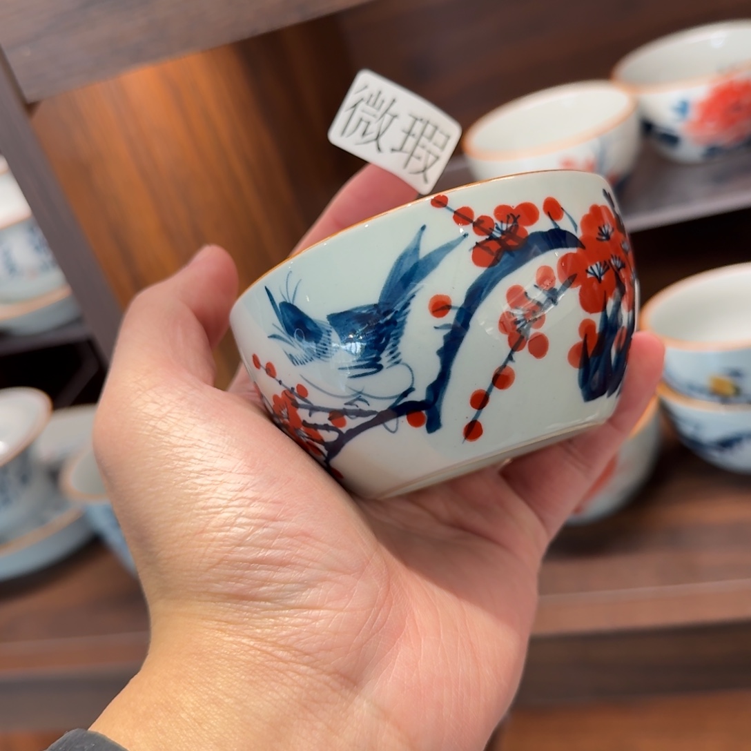 釉下手绘茶具微瑕