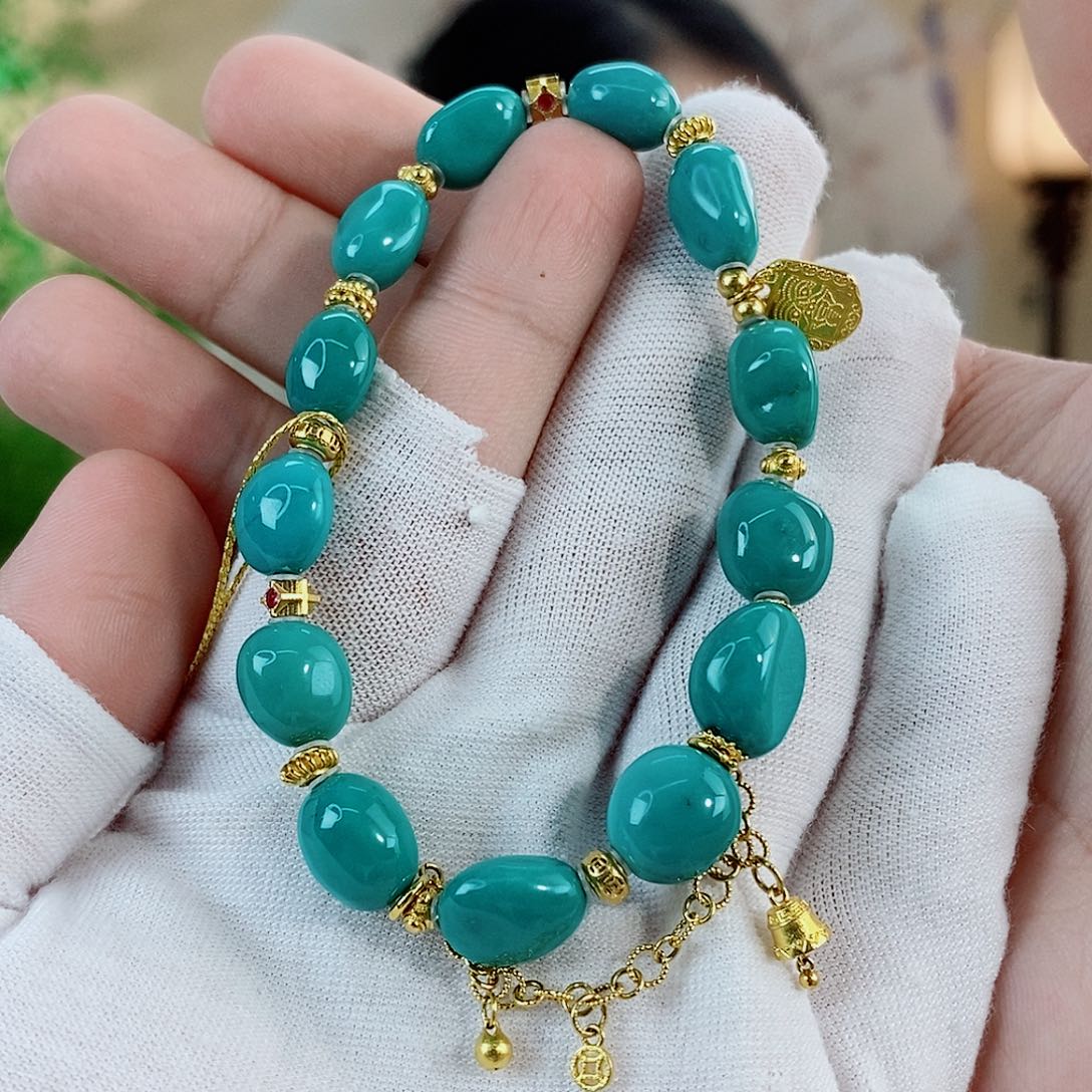 绿松石珠宝奇石18K金镶嵌