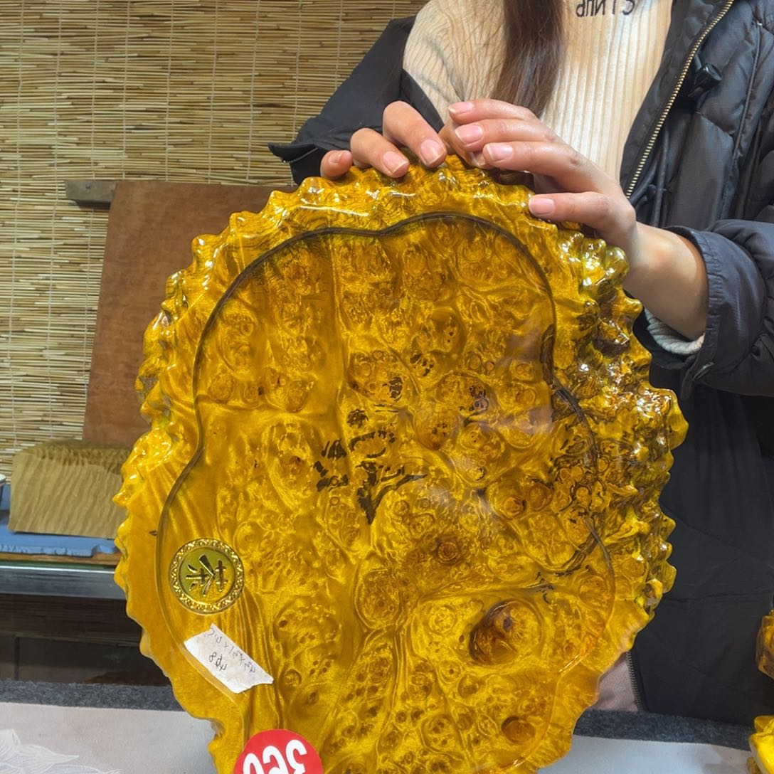 缅甸黄金樟全实木根雕茶盘